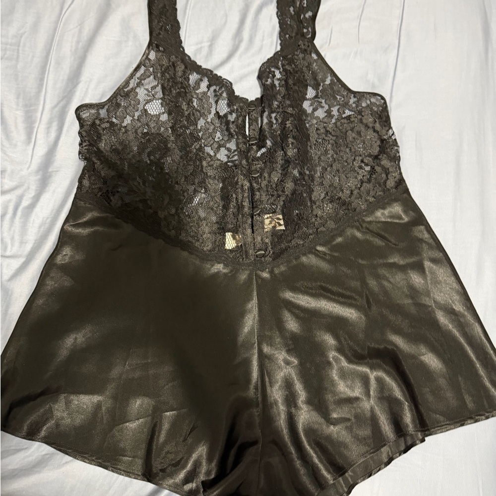 Victoria's Secret Black Lace Satin Chemise